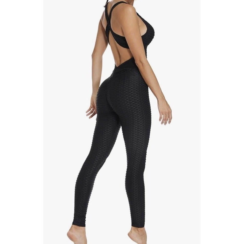 Kiwi Rata One Piece Bodysuit Women Small Black New Cross Back Ribbed C961